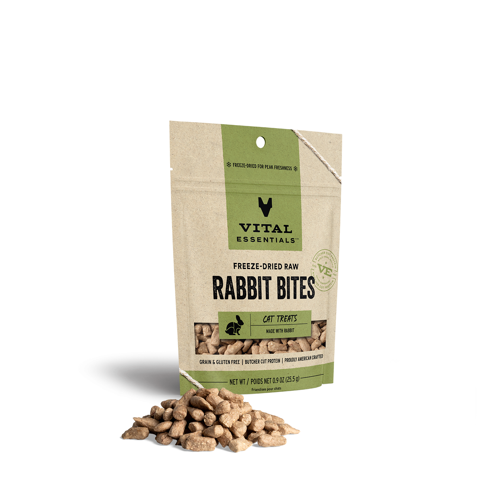 Vital Essentials Freeze-Dried Raw Cat Treats Rabbit Bites - 0.9 oz.