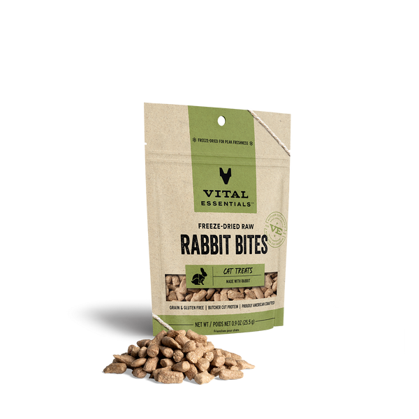 Vital Essentials Freeze-Dried Raw Cat Treats Rabbit Bites - 0.9 oz.