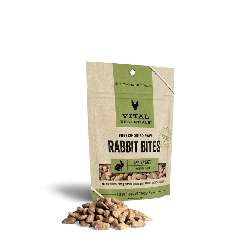 Vital Essentials Freeze-Dried Raw Cat Treats Rabbit Bites - 0.9 oz.