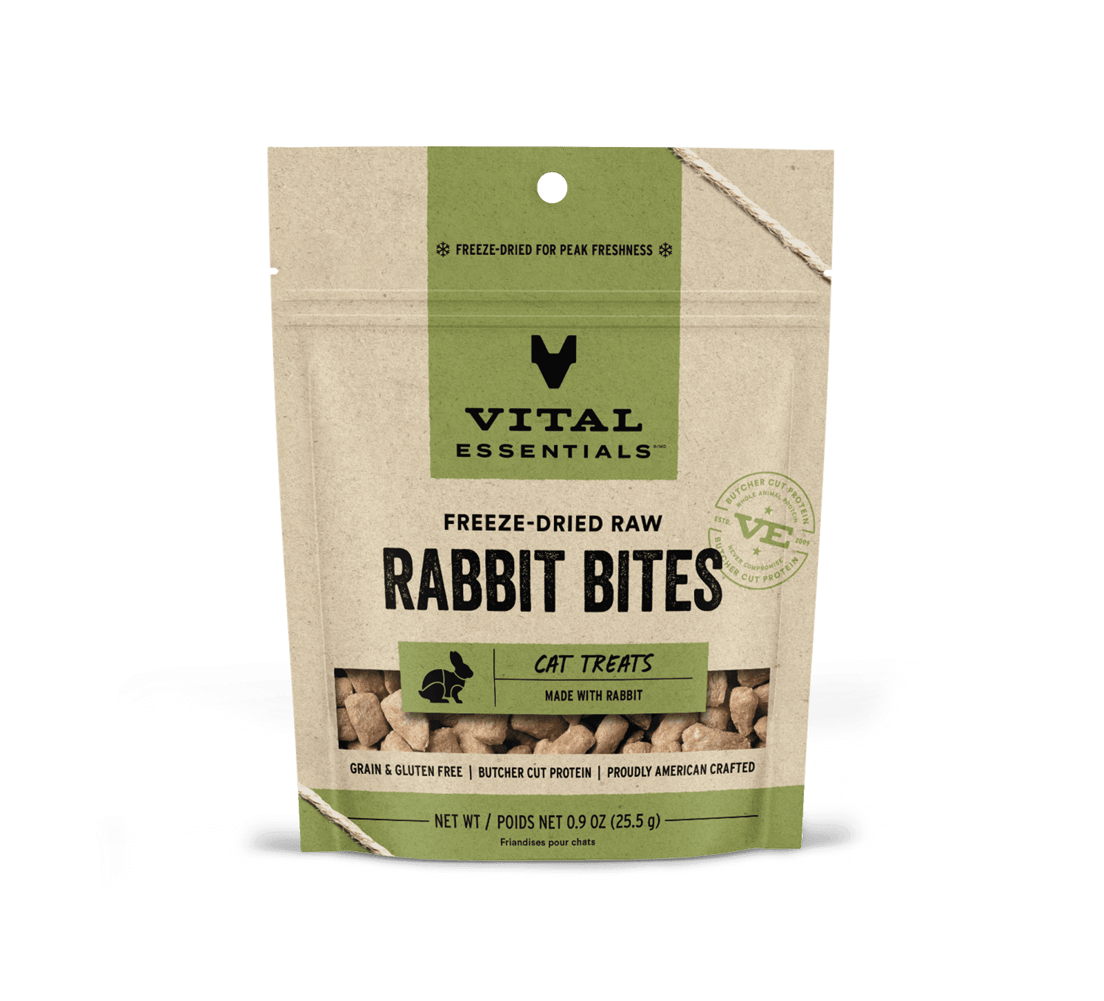 Vital Essentials Freeze-Dried Raw Cat Treats Rabbit Bites - 0.9 oz.