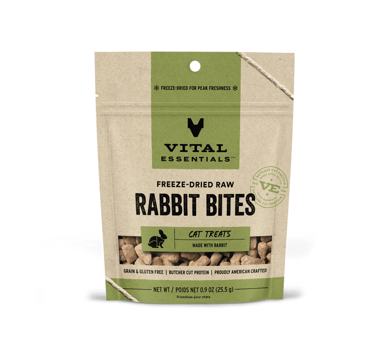 Vital Essentials Freeze-Dried Raw Cat Treats Rabbit Bites - 0.9 oz.