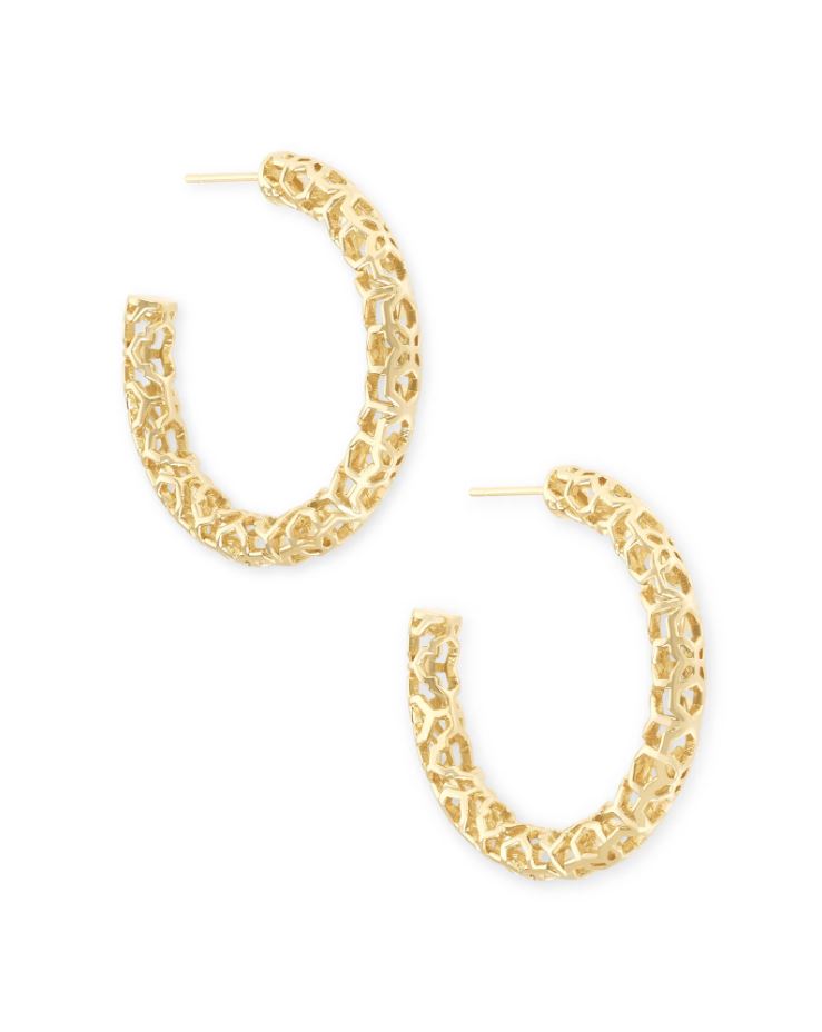 Kendra Scott Maggie Filigree Small Hoop Earrings - 14K Gold Plated