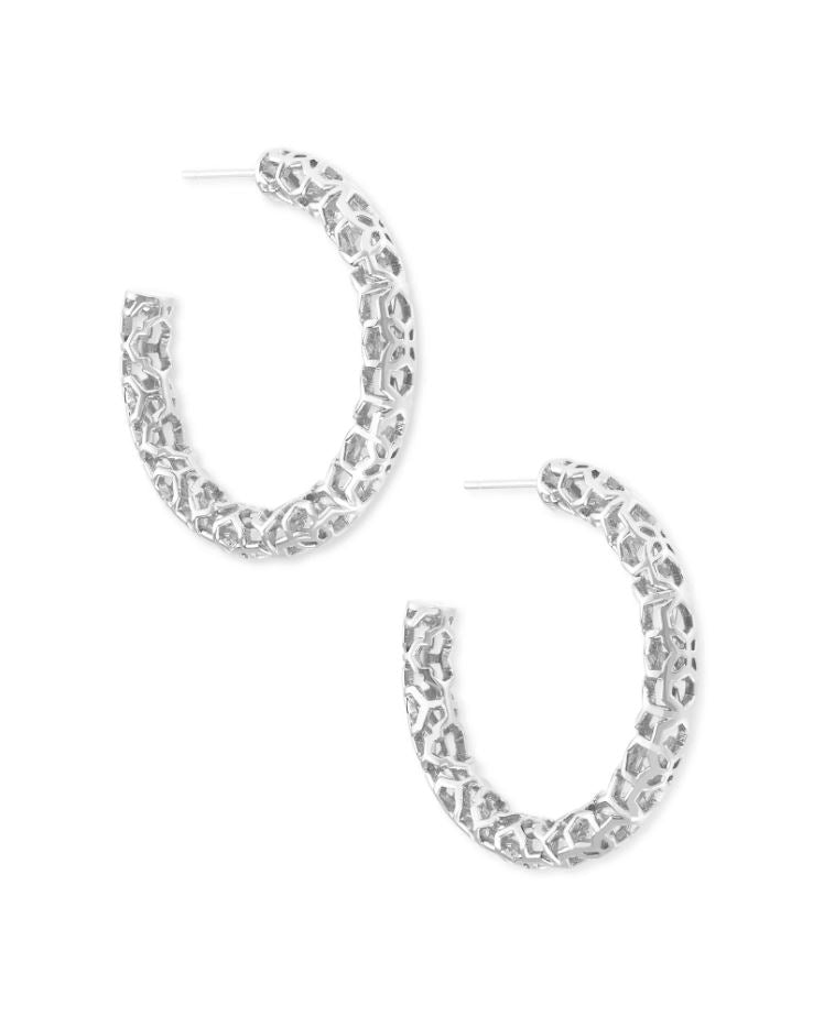 Kendra Scott Maggie Filigree Small Hoop Earrings - Silver Plated