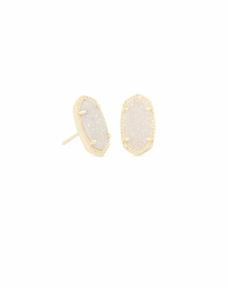 Kendra Scott Ellie Stud Earrings - Iridescent Drusy, 14K Gold Plated