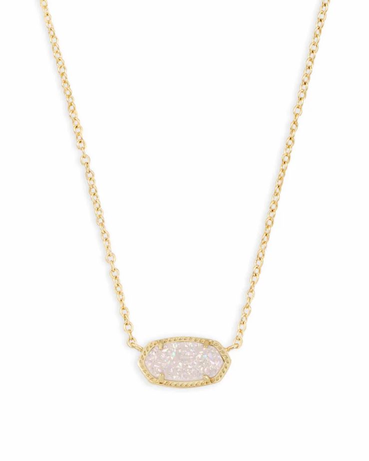 Kendra Scott Elisa Pendant Necklace - Iridescent Drusy, 14K Gold Plated