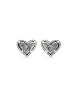 Kendra Scott Ari Heart Stud Earrings - Platinum Drusy, Rhodium Plated