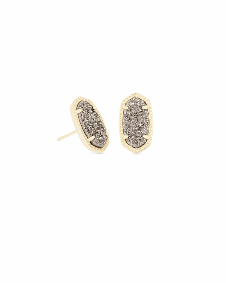 Kendra Scott Ellie Stud Earrings - Platinum Drusy, 14K Gold Plated