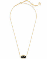 Kendra Scott Elisa Pendant Necklace - Black Opaque Glass, 14K Gold Plated