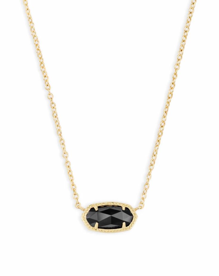 Kendra Scott Elisa Pendant Necklace - Black Opaque Glass, 14K Gold Plated