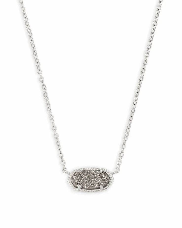 Kendra Scott Elisa Pendant Necklace - Platinum Drusy, Rhodium Plated