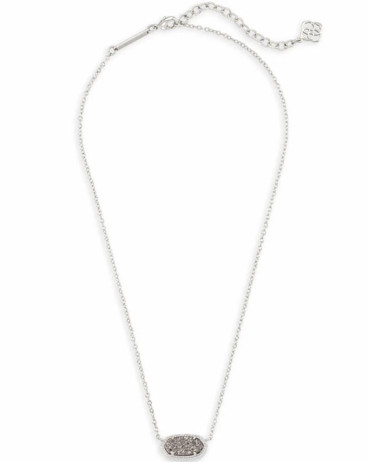 Kendra Scott Elisa Pendant Necklace - Platinum Drusy, Rhodium Plated