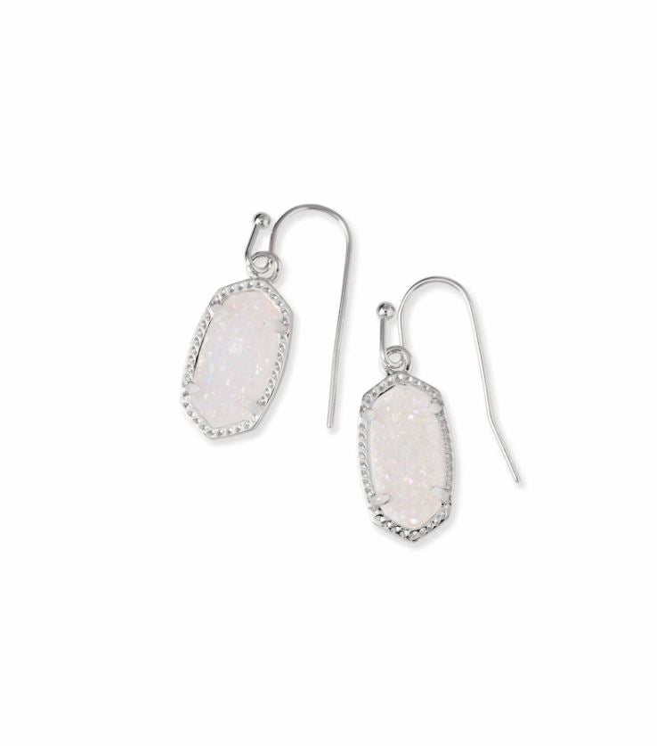 Kendra Scott Lee Drop Earrings - Iridescent Drusy, Rhodium Plated