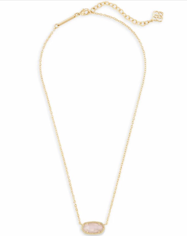 Kendra Scott Elisa Pendant Necklace - Rose Quartz, 14K Gold Plated