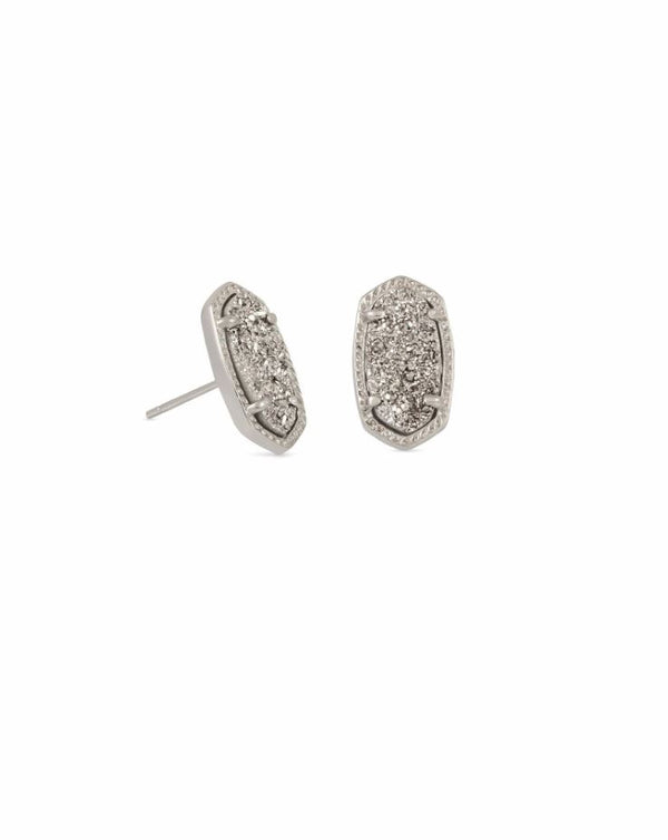 Kendra Scott Ellie Stud Earrings - Platinum Drusy, Rhodium Plated