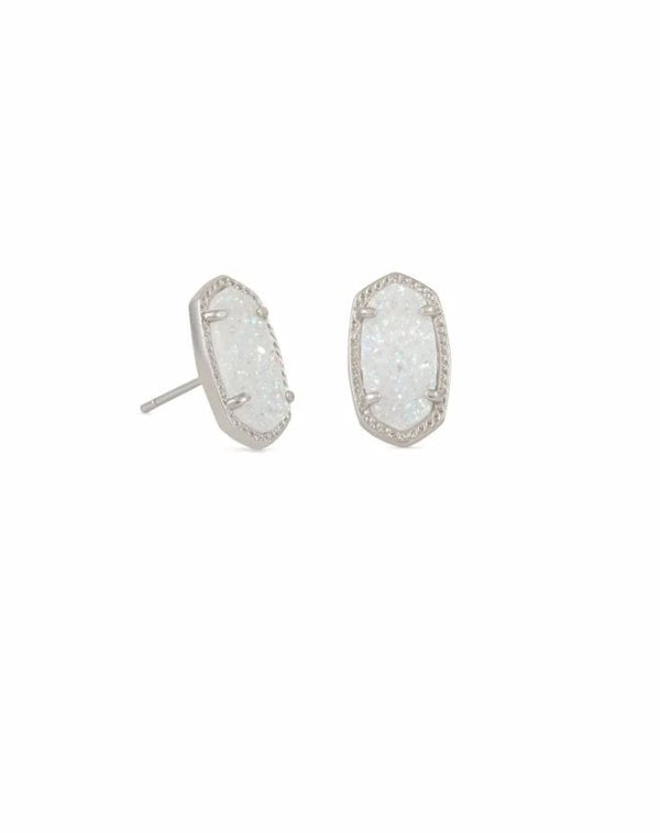 Kendra Scott Ellie Stud Earrings - Iridescent Drusy, Rhodium Plated