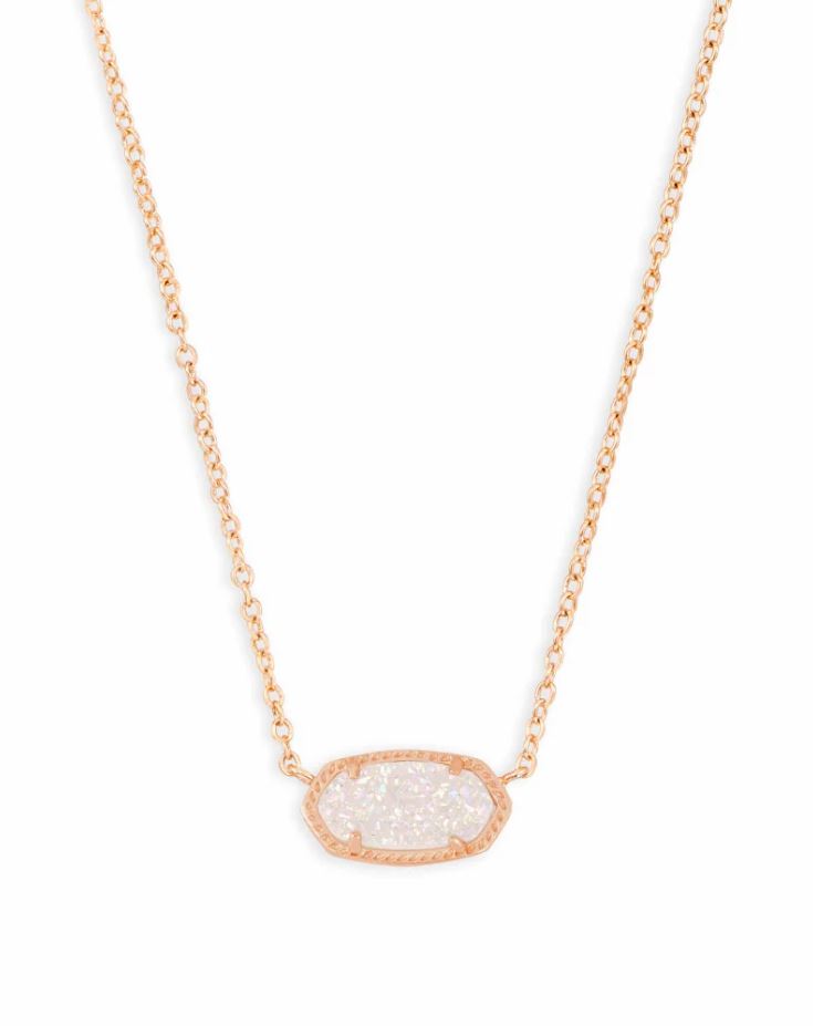 Kendra Scott Elisa Pendant Necklace - Iridescent Drusy, 14K Rose Gold Plated