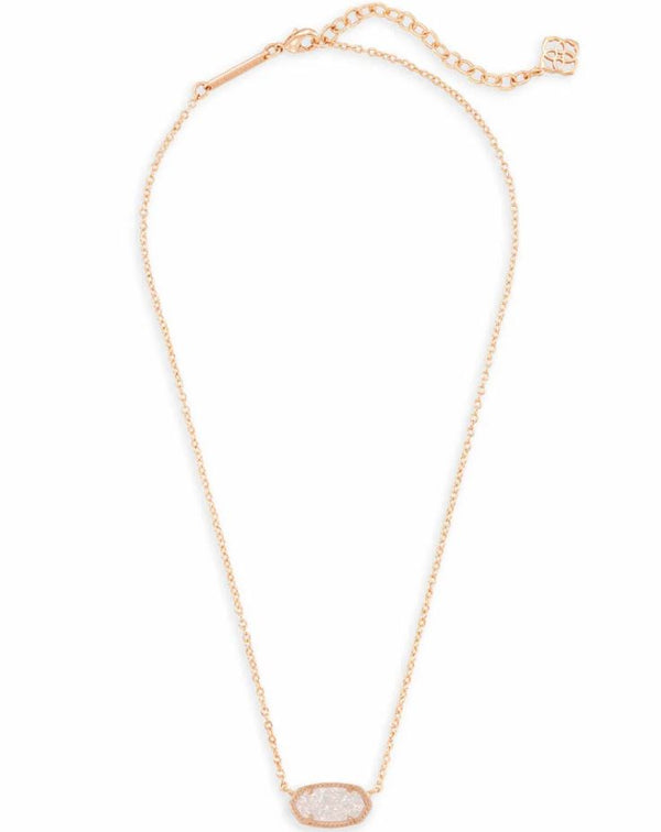 Kendra Scott Elisa Pendant Necklace - Iridescent Drusy, 14K Rose Gold Plated