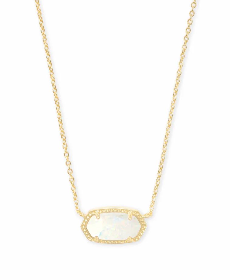 Kendra Scott Elisa Pendant Necklace - White Kyocera Opal, 14K Gold Plated