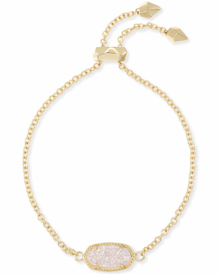 Kendra Scott Elaina Adjustable Chain Bracelet - Iridescent Drusy, 14K Gold Plated