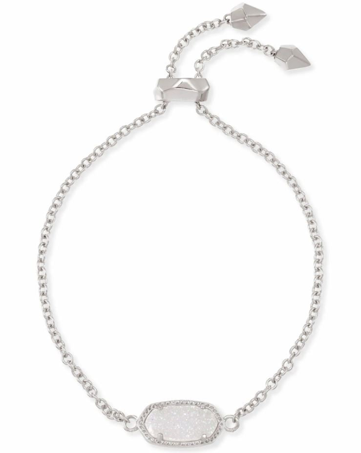 Kendra Scott Elaina Adjustable Chain Bracelet - Iridescent Drusy, Rhodium Plated