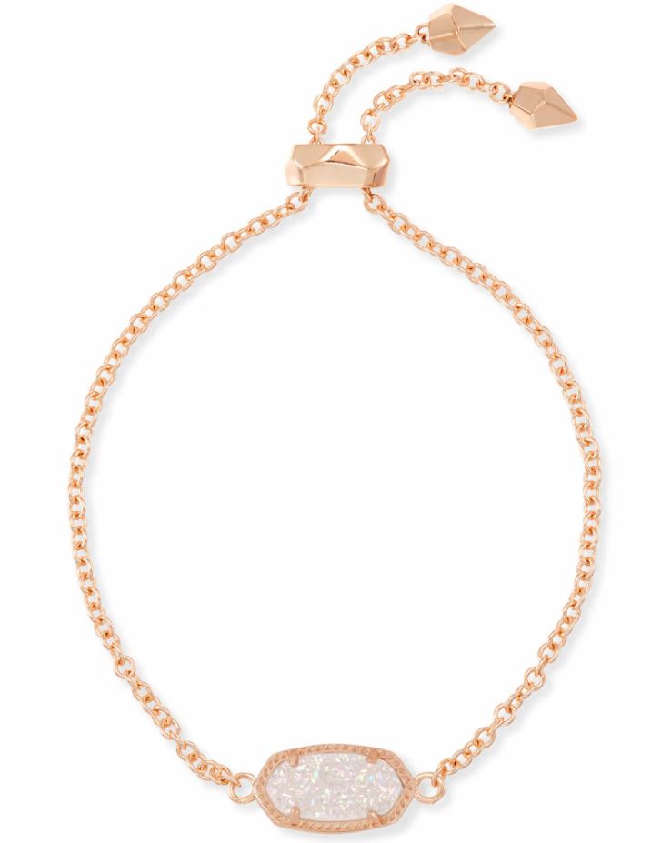 Kendra Scott Elaina Adjustable Chain Bracelet - Iridescent Drusy, 14K Rose Gold Plated