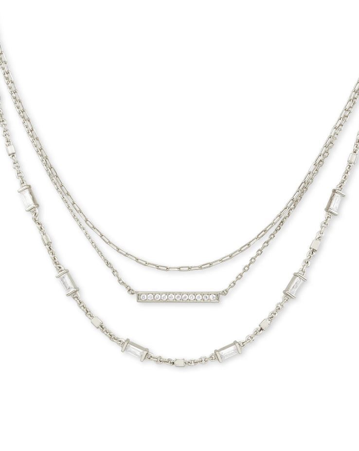 Kendra Scott Addison Triple Strand Necklace - Rhodium Plated