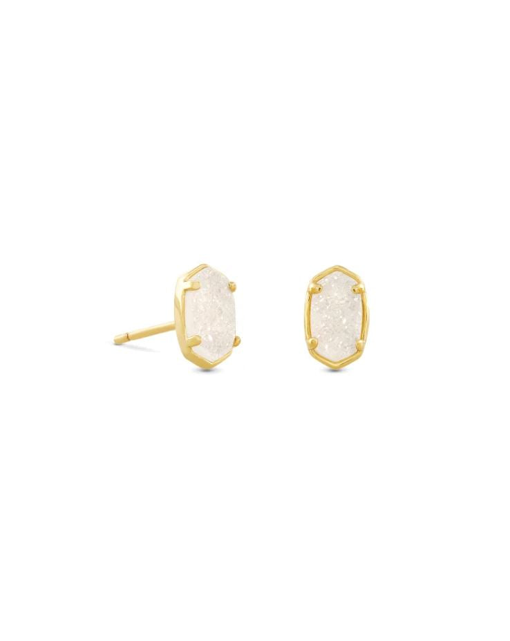 Kendra Scott Emilie Stud Earrings - Iridescent Drusy, 14K Gold Plated