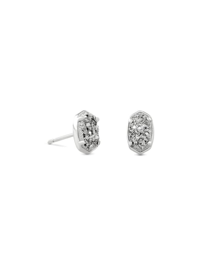 Kendra Scott Emilie Stud Earrings - Platinum Drusy, Rhodium Plated