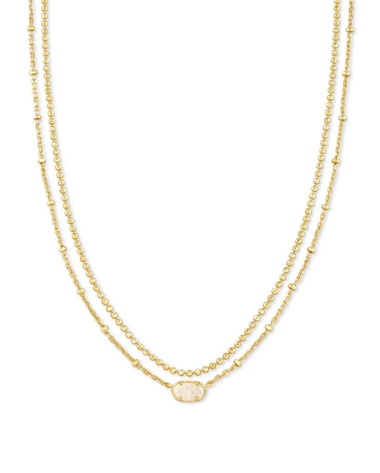 Kendra Scott Emilie Multi Strand Necklace - Iridescent Drusy, 14K Gold Plated