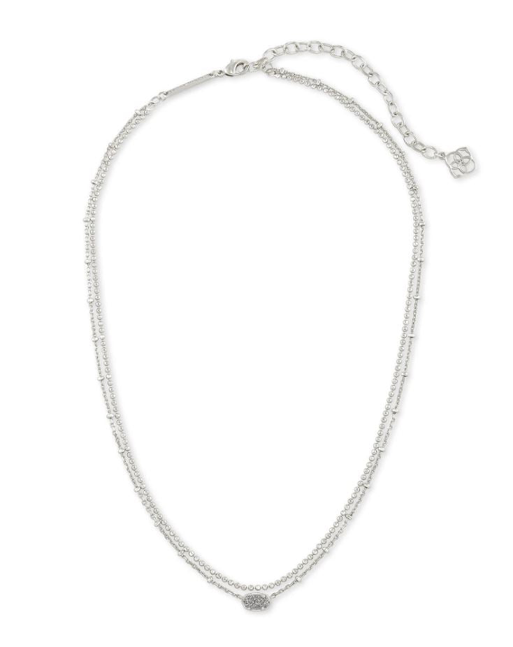 Kendra Scott Emilie Multi Strand Necklace - Platinum Drusy, Rhodium Plated