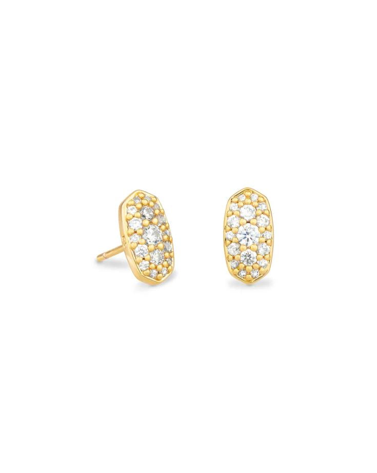 Kendra Scott Grayson Stud Earrings - White, 14K Gold Plated