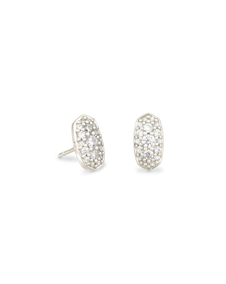 Kendra Scott Grayson Stud Earrings - White, Rhodium Plated