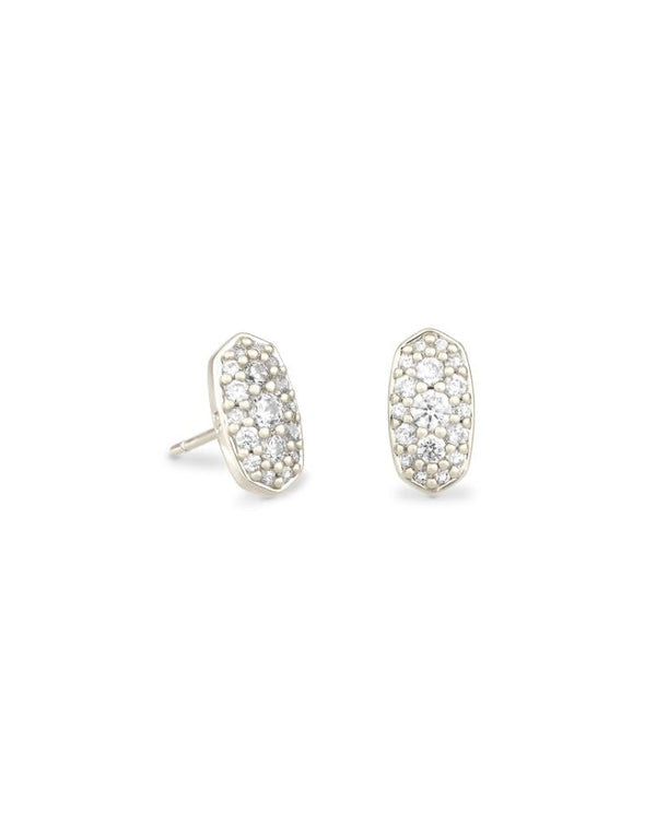 Kendra Scott Grayson Stud Earrings - White, Rhodium Plated