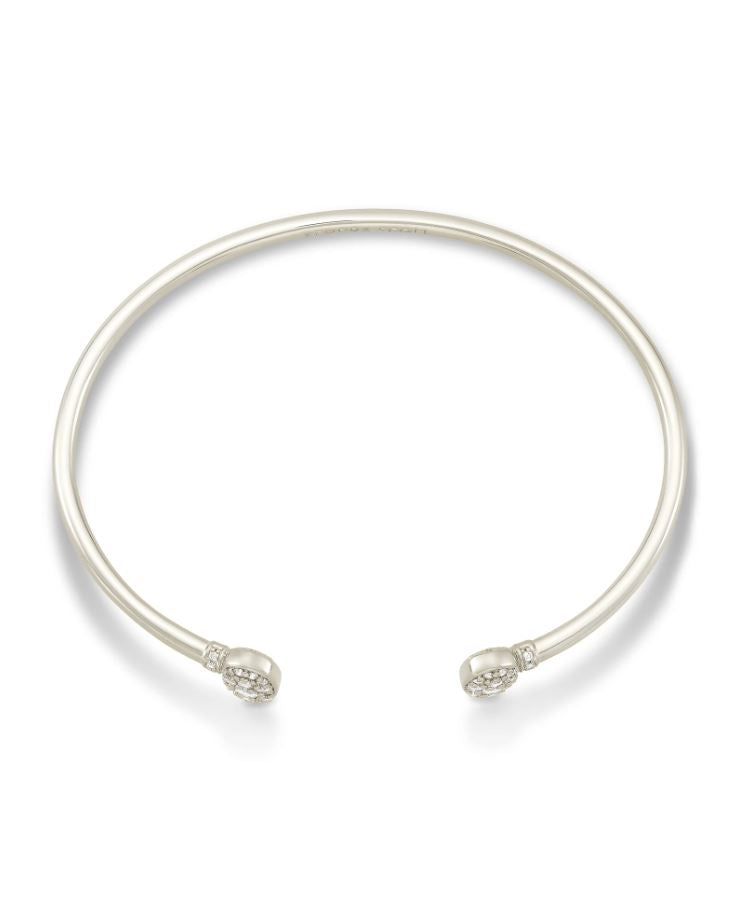 Kendra Scott Grayson Cuff Bracelet - White Crystal, Rhodium Plated