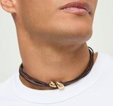 UNOde50 Medula Gold Short Leather Cord Necklace