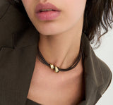 UNOde50 Medula Gold Short Leather Cord Necklace