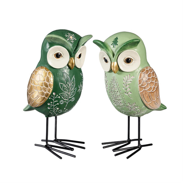 Evergreen Shades of Green Owl Resin Garden Statue