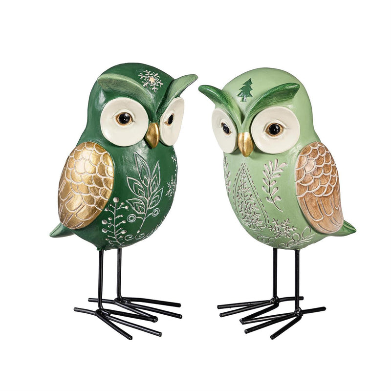 Evergreen Shades of Green Owl Resin Garden Statue