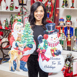 Evergreen Traditional Santa Christmas Icon LED Metal Porch Leaner