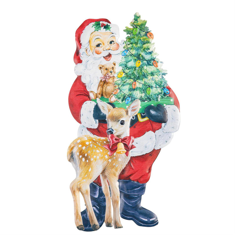 Evergreen Traditional Santa Christmas Icon LED Metal Porch Leaner