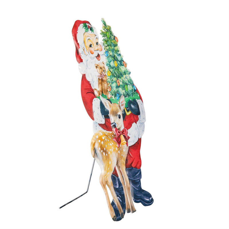 Evergreen Traditional Santa Christmas Icon LED Metal Porch Leaner