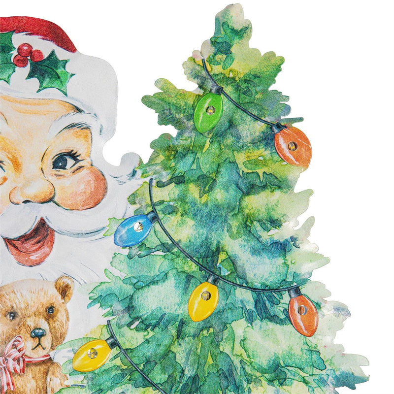 Evergreen Traditional Santa Christmas Icon LED Metal Porch Leaner