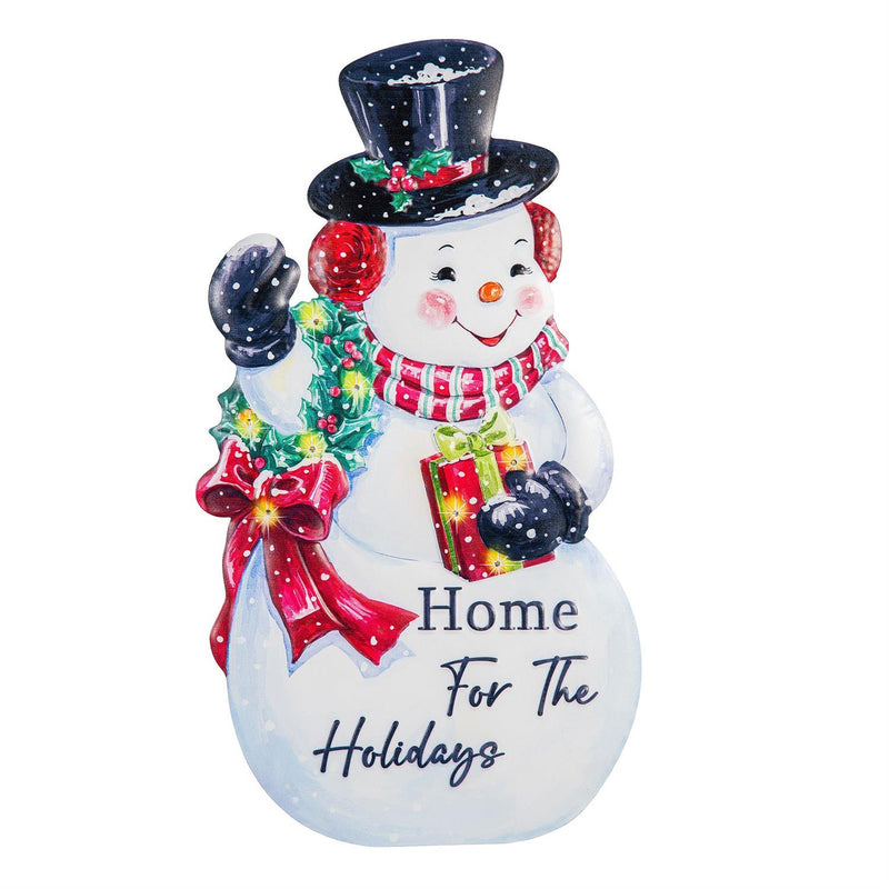 Evergreen Traditional Santa Christmas Icon LED Metal Porch Leaner