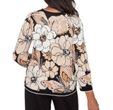 Ruby Rd. Womens Jacquard Floral Butterfly Sweater