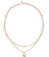 Lauren Ralph Lauren Gold Tone Station Layered Short Pendant Necklace