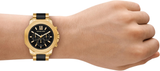 Michael Kors Mens Prescott Chronograph Black Ceramic and Gold-Tone Watch