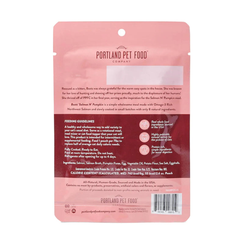 Portland Pet Food Company Boots' Salmon N' Pumpkin Homestyle Cat Meal Pouch - 2.6 oz.