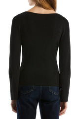 Laundry By Shelli Segal Womens Wide Neck Keyhole Sweater