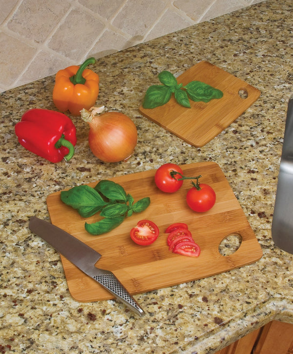 Lipper International Bamboo Cutting Boards with Oval Hole In Center - Set of 2