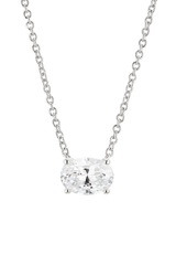 Nadri Modern Love Large Oval Cubic Zirconia Silver Pendant Necklace